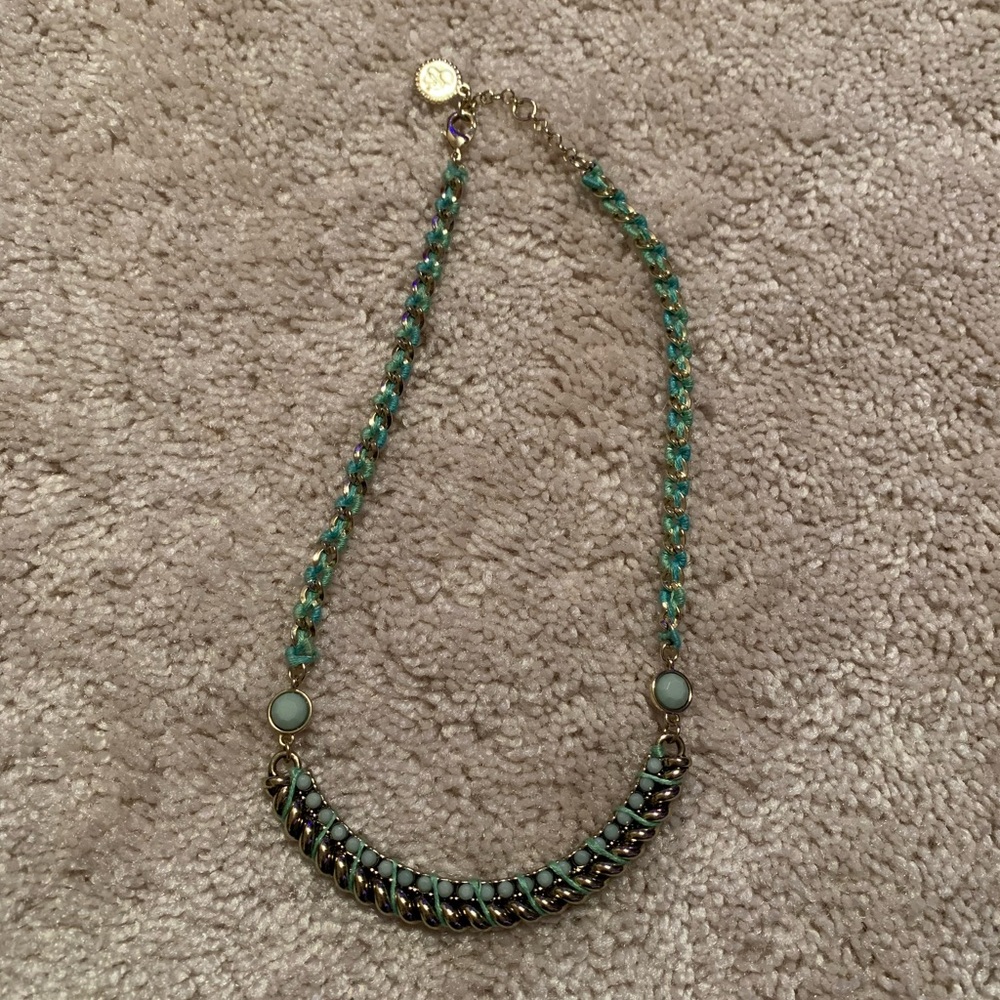 {Jessica Simpson} Green and Gold Chain Necklace
